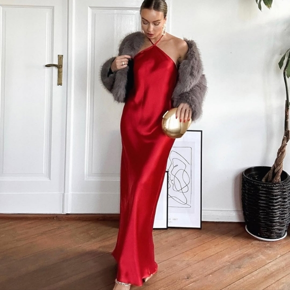 Zara Satin eff3ct halter slip dress - Picture 1 of 14